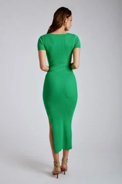 SOP Nina Short Sleeve Knit Midi Dress - Green DRESSES 12 SOP Nina Short Sleeve Knit Midi Dress - Green DRESSES