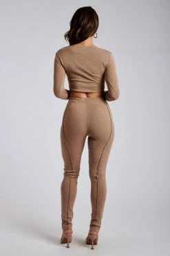 ROM Sanaz Long Sleeve Panel Crop - Mocha