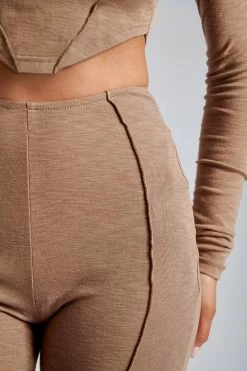 ROM Sanaz Long Sleeve Panel Crop - Mocha