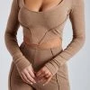 ROM Sanaz Long Sleeve Panel Crop - Mocha