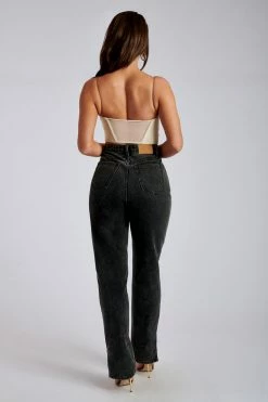 EMS Pia Split Side Wide Leg Jean - Washed Black All Bottoms