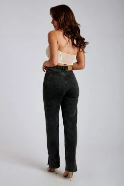 EMS Pia Split Side Wide Leg Jean - Washed Black All Bottoms