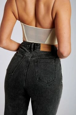 EMS Pia Split Side Wide Leg Jean - Washed Black All Bottoms