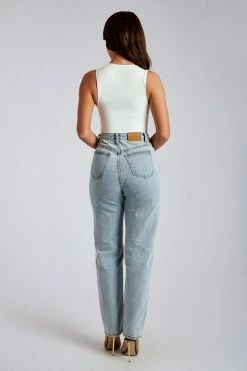 EMS All Bottoms Suki Ripped Knee Rigid Straight Leg Jeans - Light Blue 17 EMS All Bottoms Suki Ripped Knee Rigid Straight Leg Jeans - Light Blue