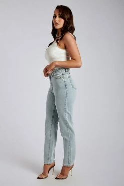EMS Millicent Plain Rigid Mom Jeans - Light Blue All Bottoms