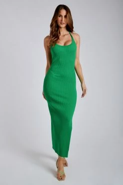 SOP Yasamin Halter Knit Maxi Dress - Green DRESSES