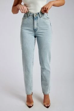 EMS Millicent Plain Rigid Mom Jeans - Light Blue All Bottoms