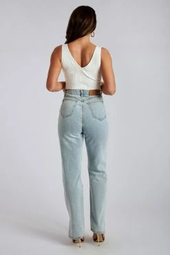 EMS Pia Split Side Wide Leg Jean - Light Blue All Bottoms