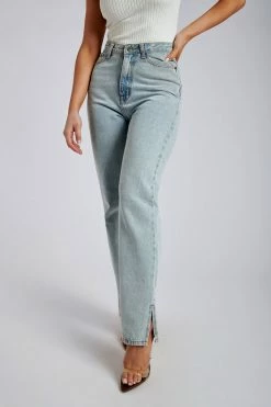 EMS Pia Split Side Wide Leg Jean - Light Blue All Bottoms