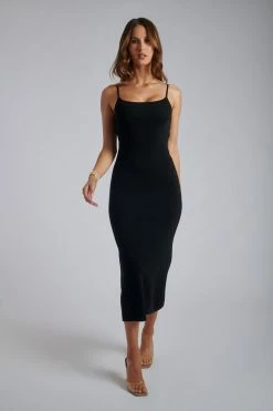 EMS Leyla Chain Strap Knit Midi Dress - Black