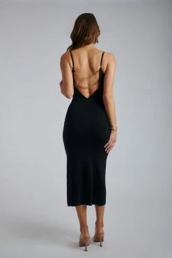 EMS Leyla Chain Strap Knit Midi Dress - Black