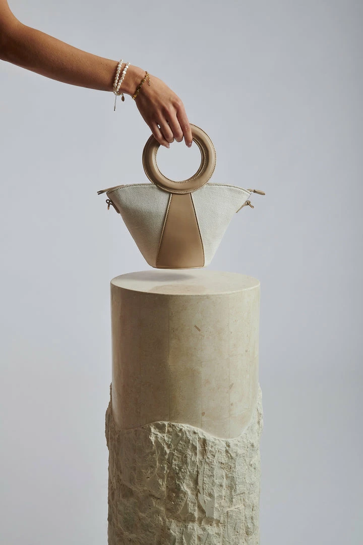 CSO Adria Linen And Faux Leather Handbag - Natural 1 CSO Adria Linen And Faux Leather Handbag - Natural