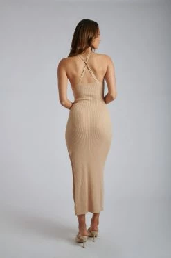 SOP DRESSES Berina Twist Front Maxi Dress - Wheat