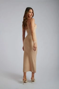 SOP DRESSES Berina Twist Front Maxi Dress - Wheat