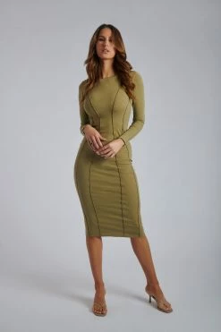 ROM DRESSES Anahita Seam Detail Midi Dress - Cardamom 12 ROM DRESSES Anahita Seam Detail Midi Dress - Cardamom