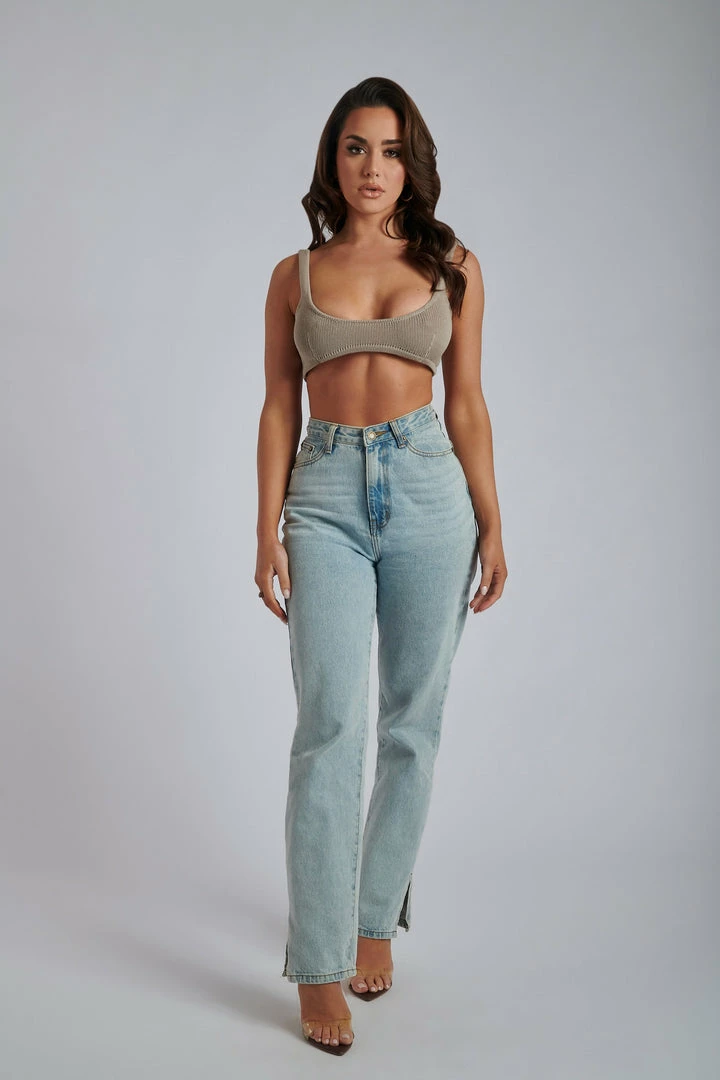 EMS Aleah Knit Crop Top - Wheat Marle 12 EMS Aleah Knit Crop Top - Wheat Marle
