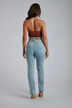 WNT Esta Chain Halter Twist Crop - Chocolate All Tops