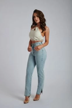 WNT Esta Chain Halter Twist Crop - White