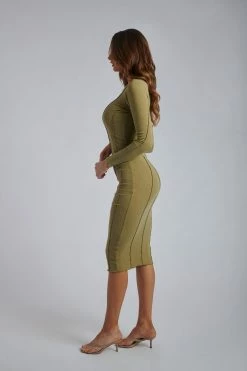 ROM DRESSES Anahita Seam Detail Midi Dress - Cardamom 13 ROM DRESSES Anahita Seam Detail Midi Dress - Cardamom