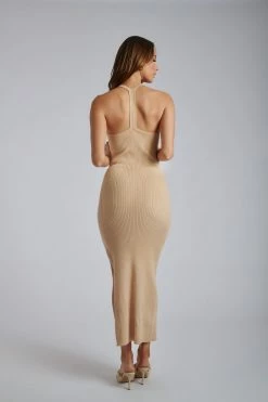 SOP Yasamin Halter Knit Maxi Dress - Wheat