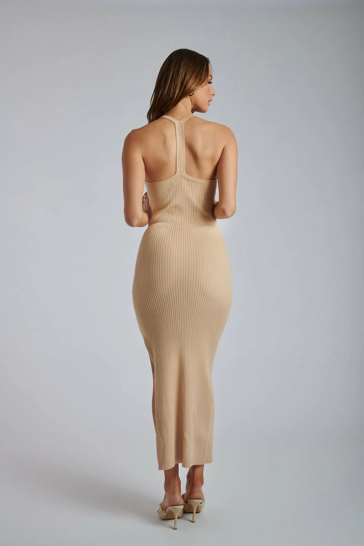 SOP Yasamin Halter Knit Maxi Dress - Wheat 2 SOP Yasamin Halter Knit Maxi Dress - Wheat