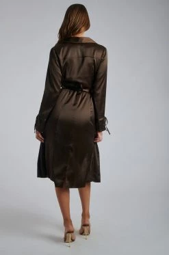 WNT Oakley Satin Duster Coat - Chocolate Neutrals