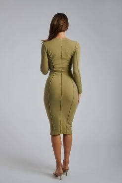 ROM DRESSES Anahita Seam Detail Midi Dress - Cardamom