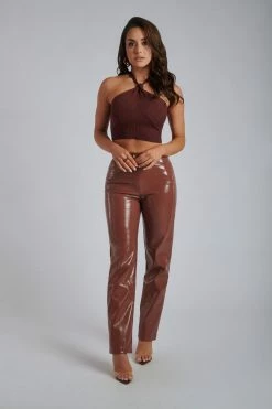 SOP Berina Twist Front Crop Top - Deep Wine