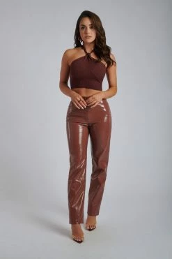 WNT Oakleigh Straight Leg Patent Pants - Wine 10 WNT Oakleigh Straight Leg Patent Pants - Wine