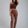 WNT Oakleigh Straight Leg Patent Pants - Wine