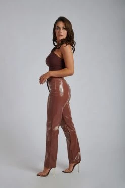 WNT Oakleigh Straight Leg Patent Pants - Wine 12 WNT Oakleigh Straight Leg Patent Pants - Wine