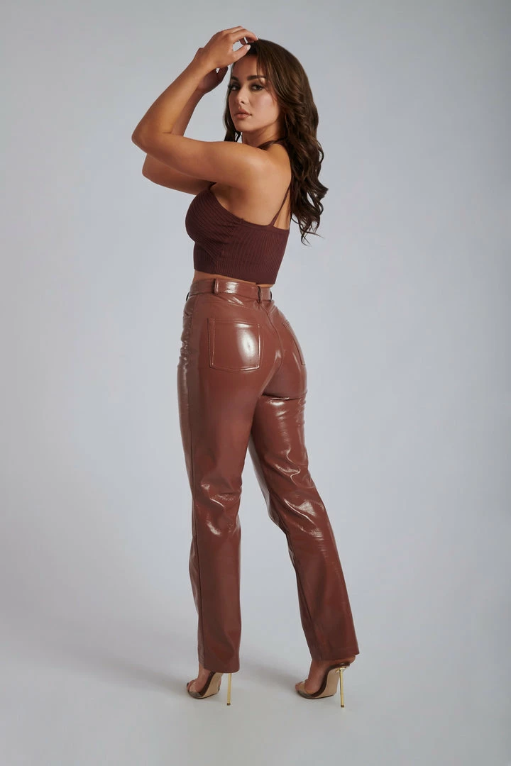 WNT Oakleigh Straight Leg Patent Pants - Wine 7 WNT Oakleigh Straight Leg Patent Pants - Wine