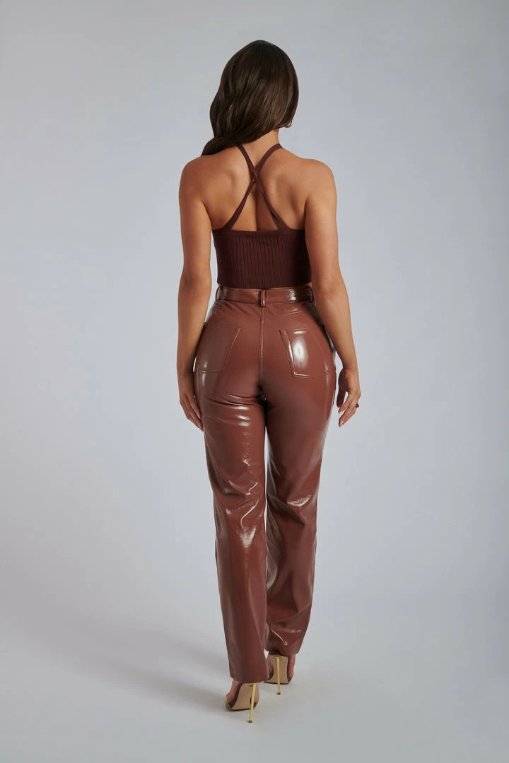 WNT Oakleigh Straight Leg Patent Pants - Wine 3 WNT Oakleigh Straight Leg Patent Pants - Wine