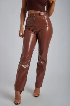 WNT Oakleigh Straight Leg Patent Pants - Wine