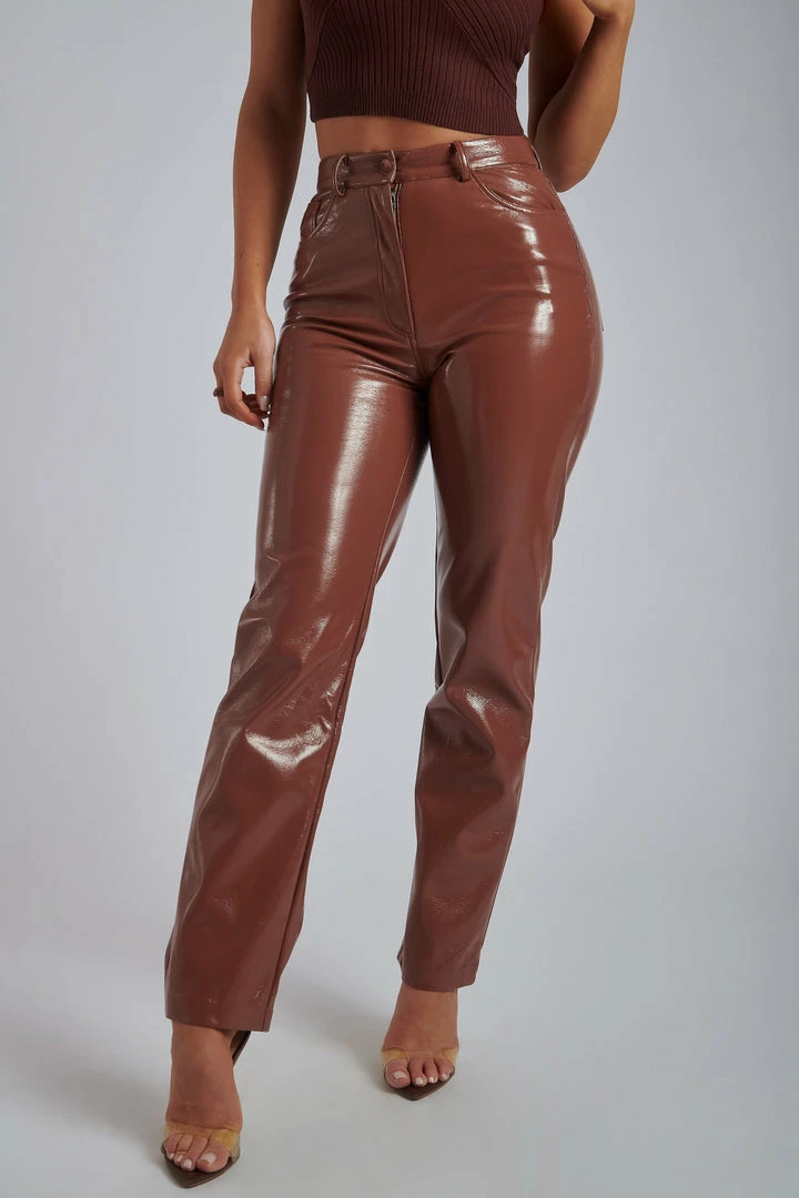 WNT Oakleigh Straight Leg Patent Pants - Wine 2 WNT Oakleigh Straight Leg Patent Pants - Wine