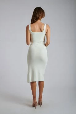 EMS Jenna Square Neck Bandage Midi Dress - White