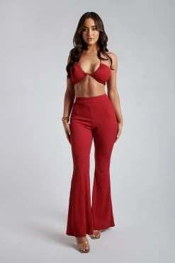 ROM Tori Ribbed Flare Trousers - Raspberry 8 ROM Tori Ribbed Flare Trousers - Raspberry