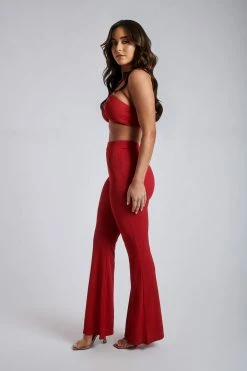 ROM Tori Ribbed Flare Trousers - Raspberry 9 ROM Tori Ribbed Flare Trousers - Raspberry