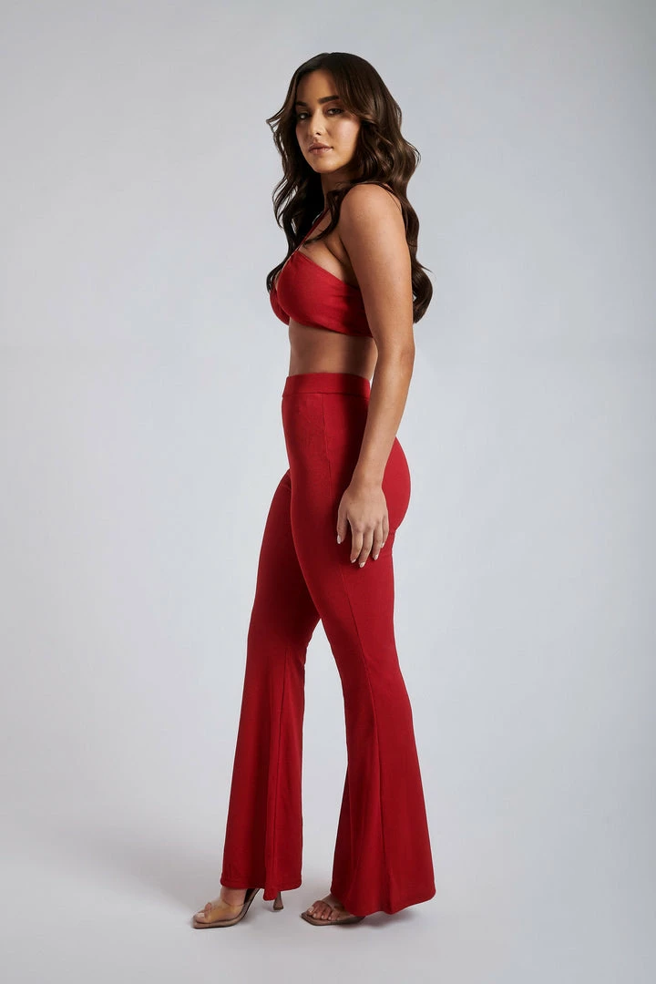 ROM Tori Ribbed Flare Trousers - Raspberry 4 ROM Tori Ribbed Flare Trousers - Raspberry