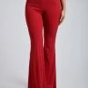 ROM Tori Ribbed Flare Trousers - Raspberry