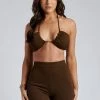 ROM Ruby Ruched Crop Top - Chocolate