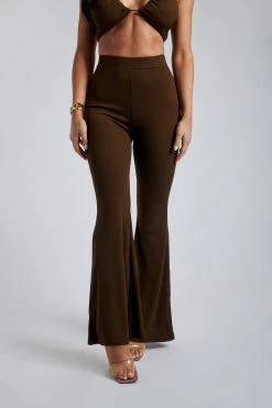 ROM Tori Ribbed Flare Trousers - Chocolate Two Piece Sets