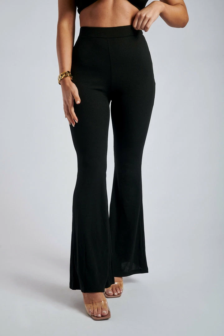 ROM Two Piece Sets Tori Ribbed Flare Trousers - Black 2 ROM Two Piece Sets Tori Ribbed Flare Trousers - Black