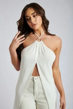 WDN Armin Sheer Halter Top - Ivory