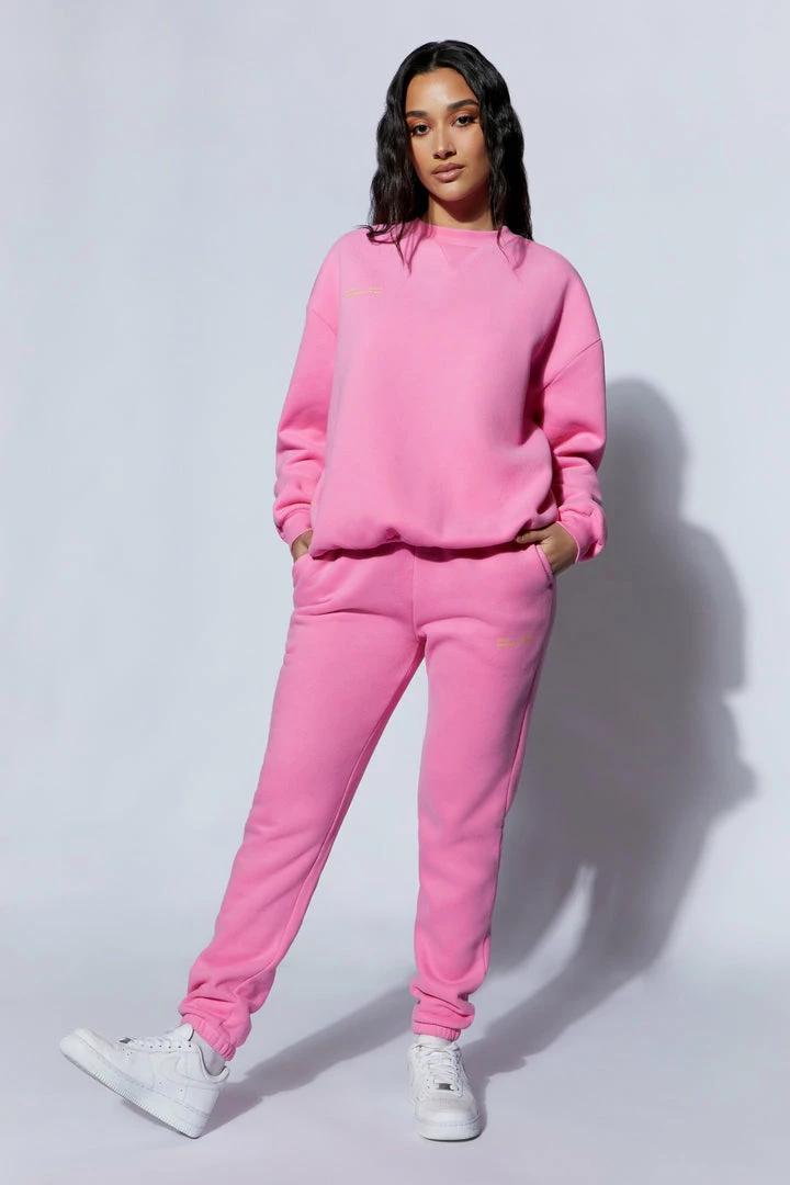 QNG Two Piece Sets Camille Oversized Fleeceback Jogger - Candy Pink 4 QNG Two Piece Sets Camille Oversized Fleeceback Jogger - Candy Pink
