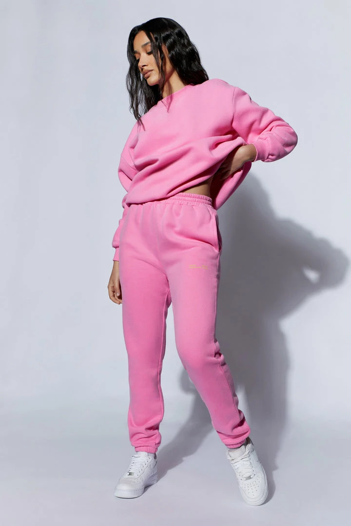 QNG Two Piece Sets Camille Oversized Fleeceback Jogger - Candy Pink 1 QNG Two Piece Sets Camille Oversized Fleeceback Jogger - Candy Pink