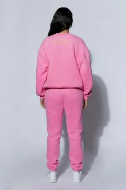 QNG Two Piece Sets Jaz Oversized Fleeceback Crew Neck Jumper - Candy Pink 14 QNG Two Piece Sets Jaz Oversized Fleeceback Crew Neck Jumper - Candy Pink