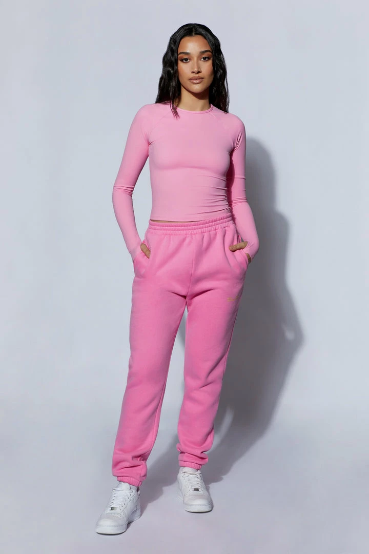 QNG Two Piece Sets Camille Oversized Fleeceback Jogger - Candy Pink 6 QNG Two Piece Sets Camille Oversized Fleeceback Jogger - Candy Pink