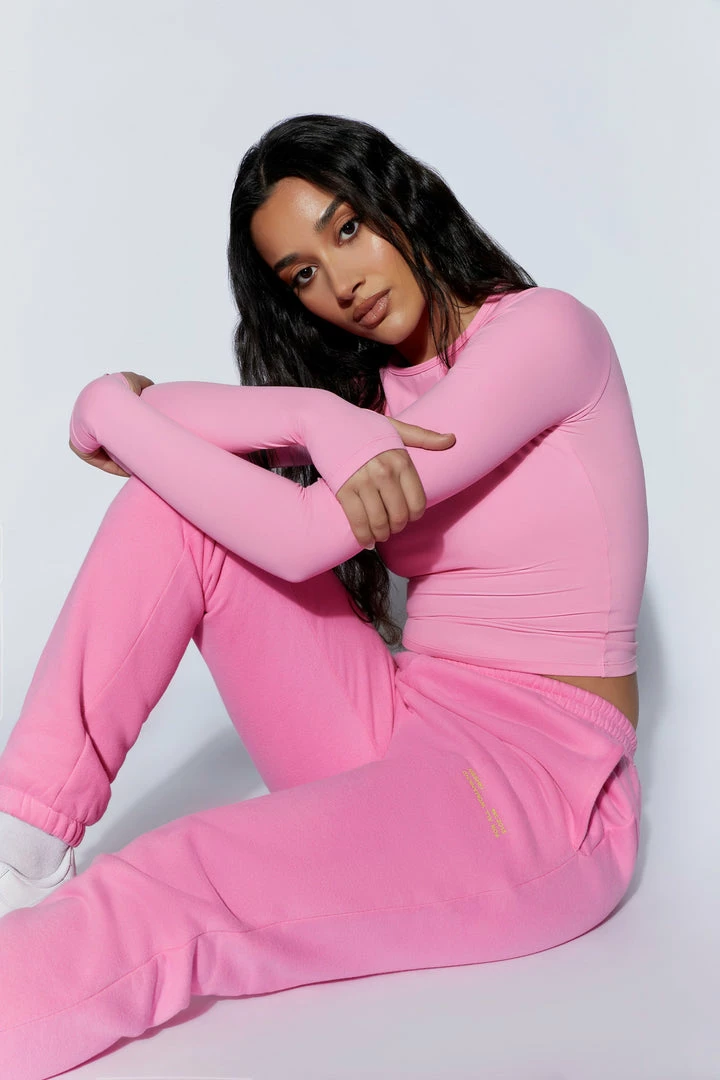 QNG Two Piece Sets Camille Oversized Fleeceback Jogger - Candy Pink 7 QNG Two Piece Sets Camille Oversized Fleeceback Jogger - Candy Pink