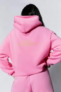 QNG Bree Oversized Fleeceback Hoodie - Candy Pink Two Piece Sets